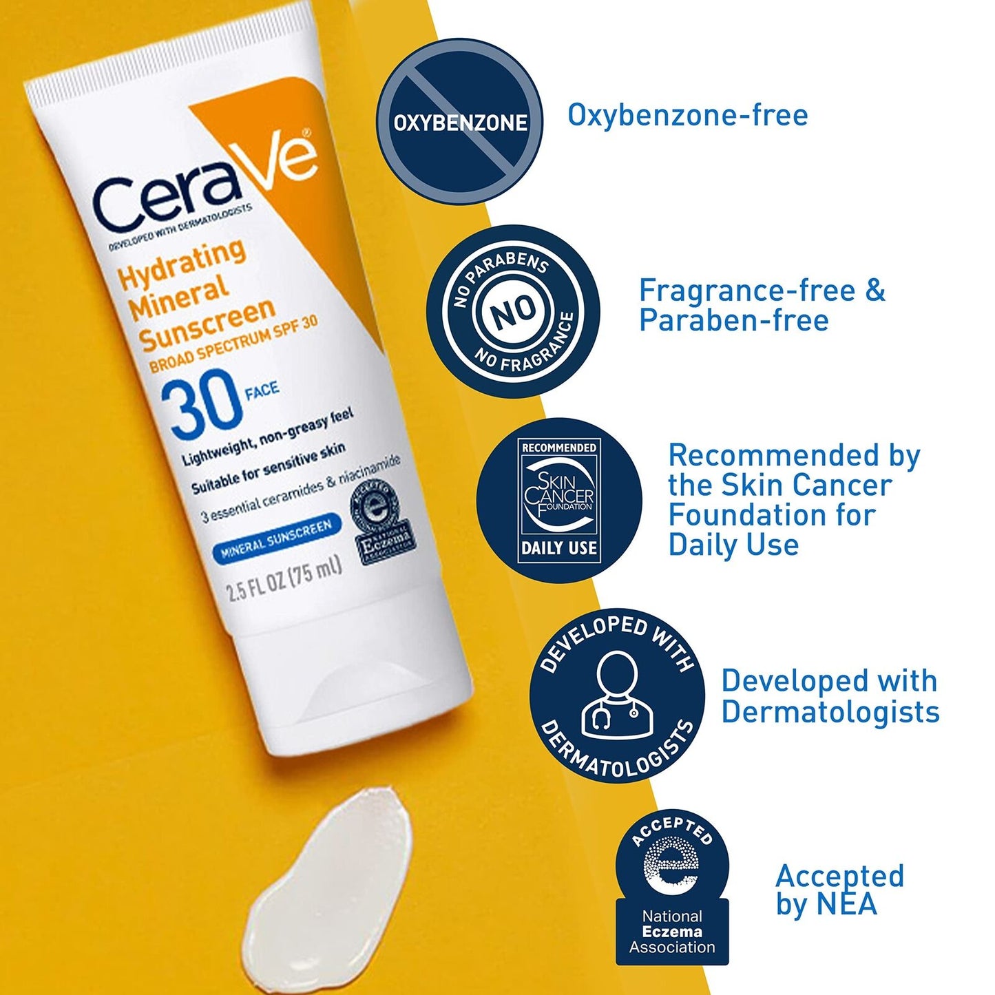 Protector Solar 100% Mineral SPF 30 para Rostro 75 ml Cerave