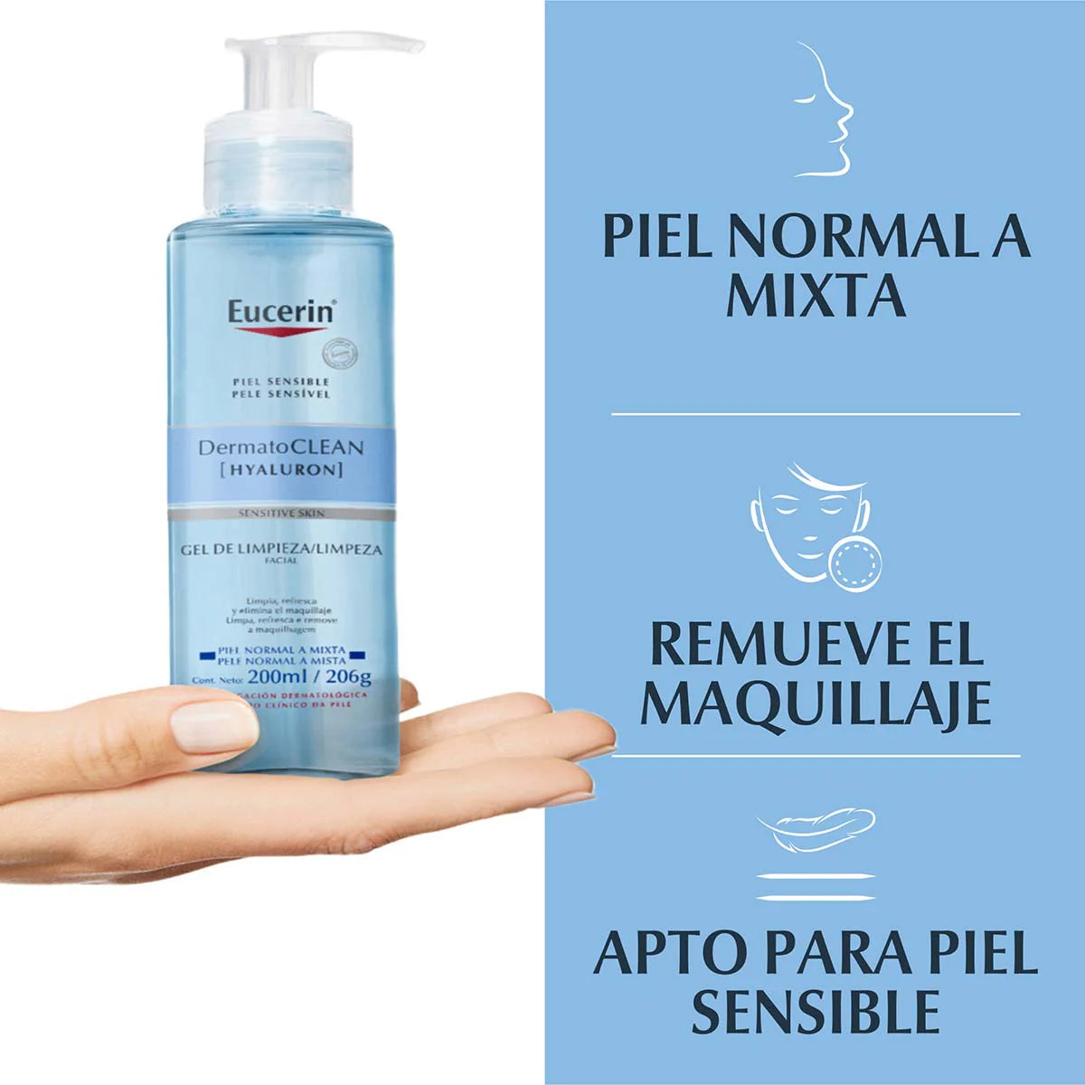 Eucerin Gel Limpiador Facial Suave Hidratante 200 Ml Con Ácido