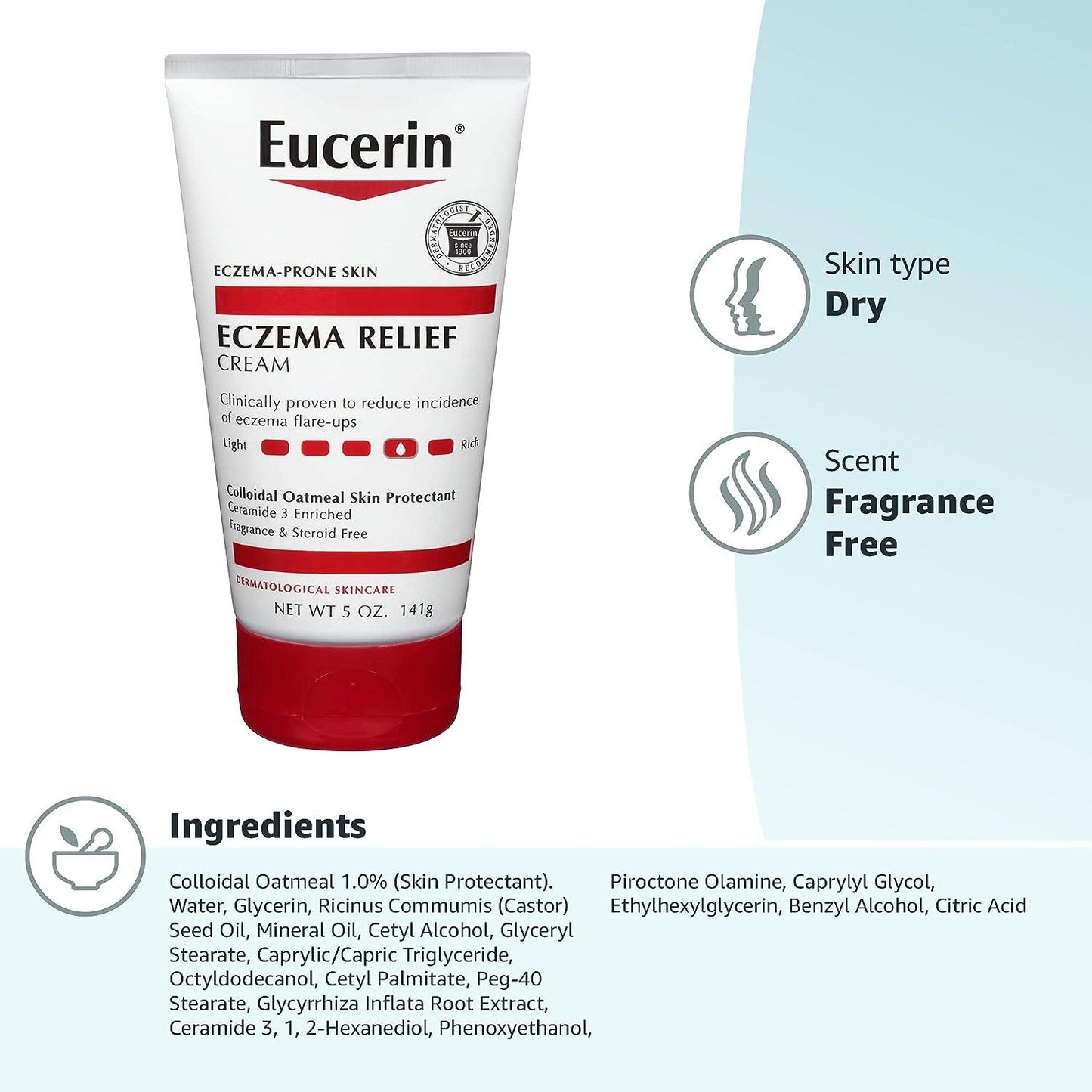 Eucerin Crema Corporal Para Aliviar Eczema Sin Fragancia 150gr