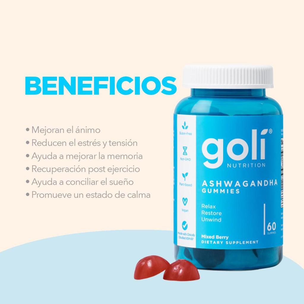 Goli Gomitas de Ashwagandha con vitamina D 60unidades Goli Frasco/ 60 gomitas