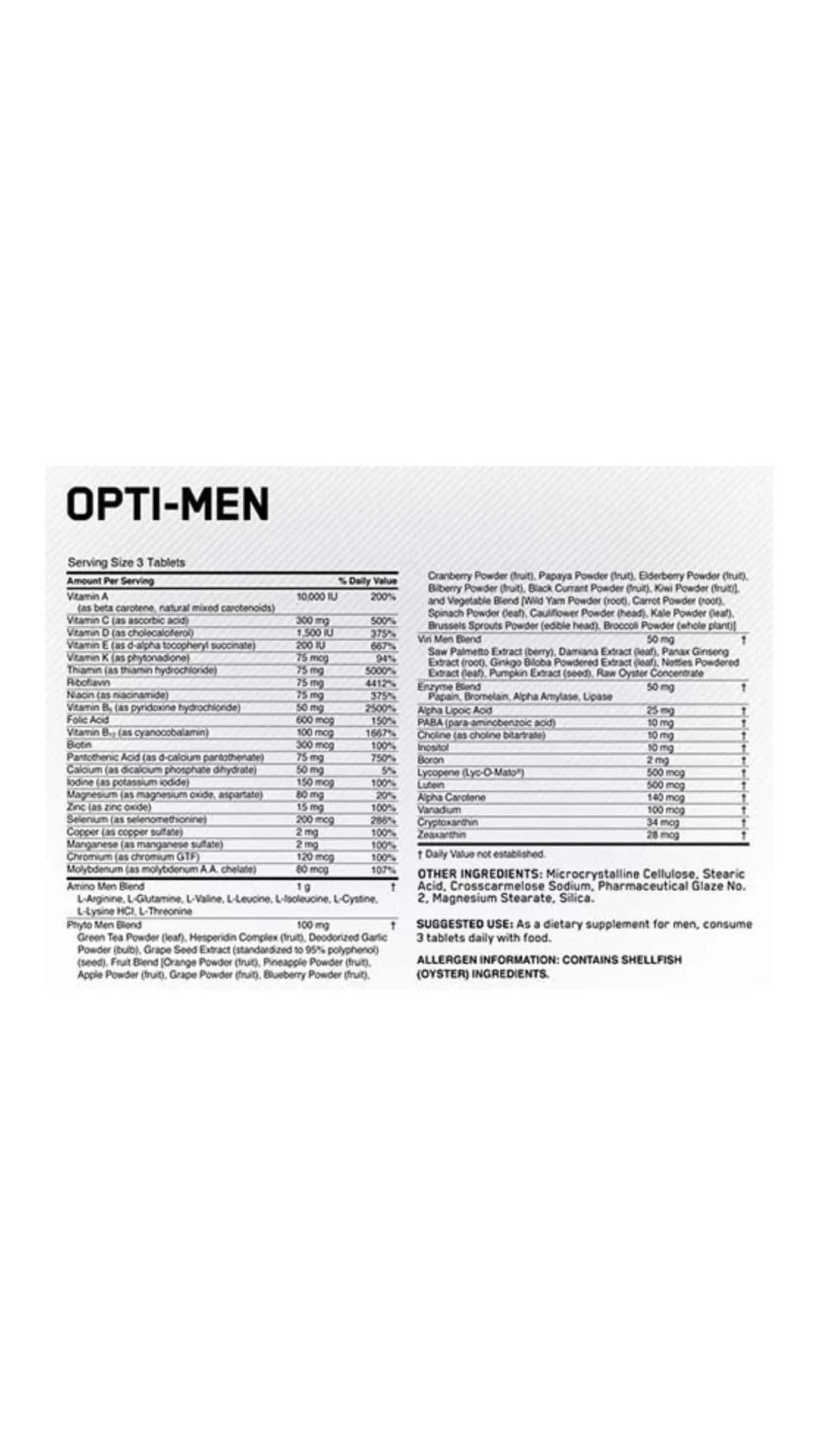 Optimum Nutrition OPTI-MEN 150 TABLETAS