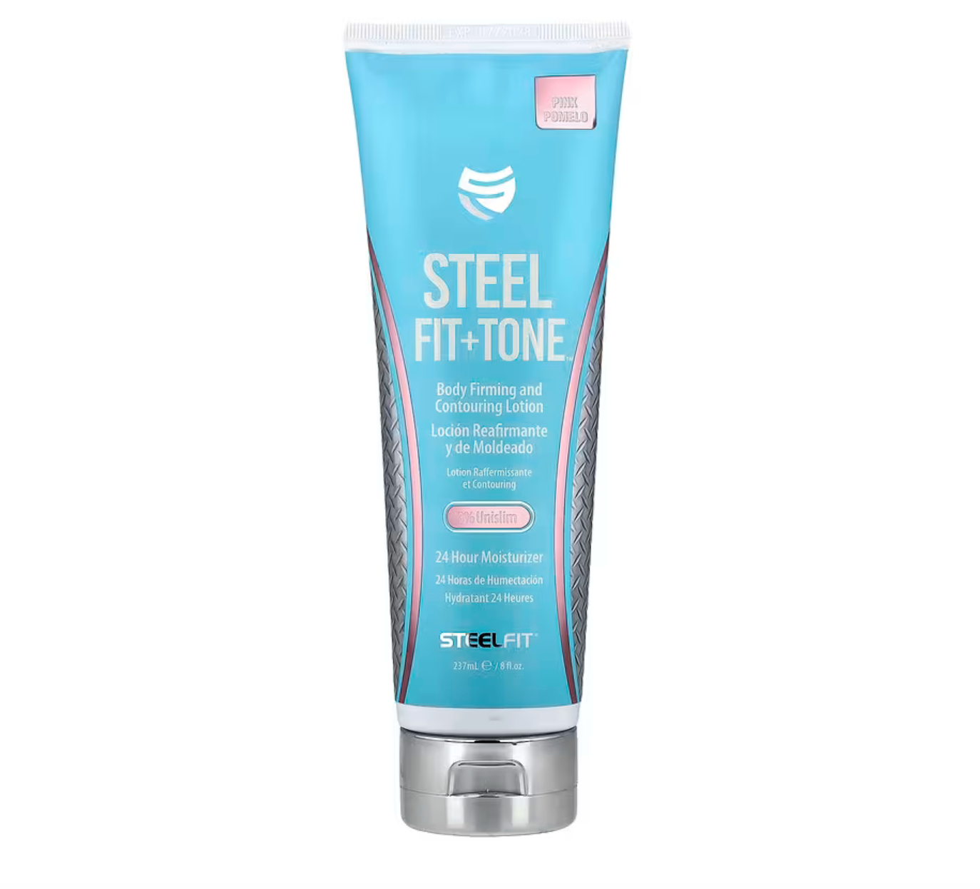 SteelFit, Fit + Tone™, Loción reafirmante y para el contorno del cuerpo, Pomelo rosa, 237 ml
