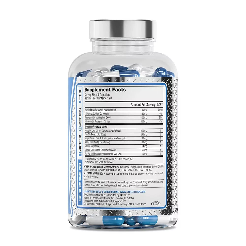 Diurético Steel Fit Hydra Steel 80 Cápsulas Extracto Diente De León Sin Sabor
