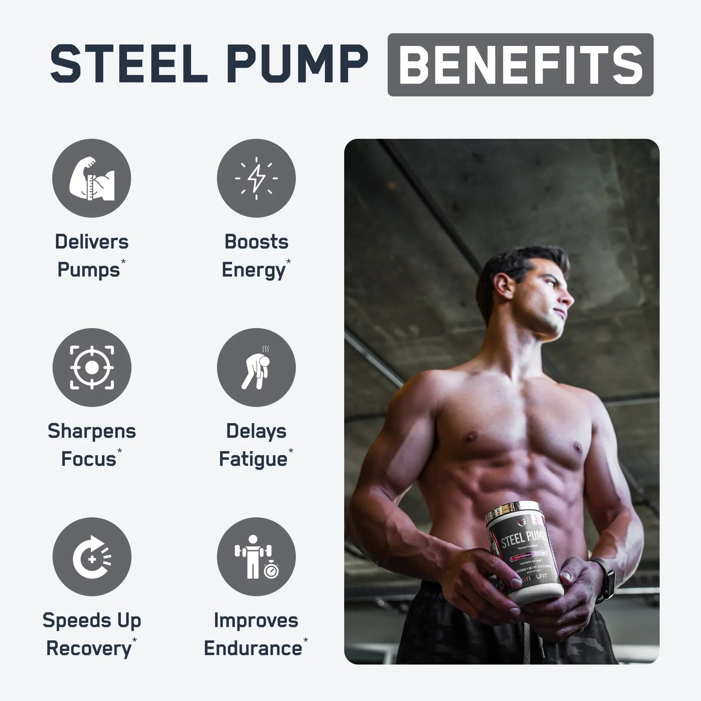 Steel Fit Steel Pump Pre-entreno Sabor Frambuesa Azul