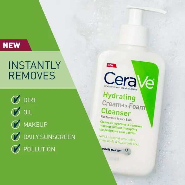 Limpiador Crema-Espuma Hidratante para Piel Normal a Seca 355 ml Cerave