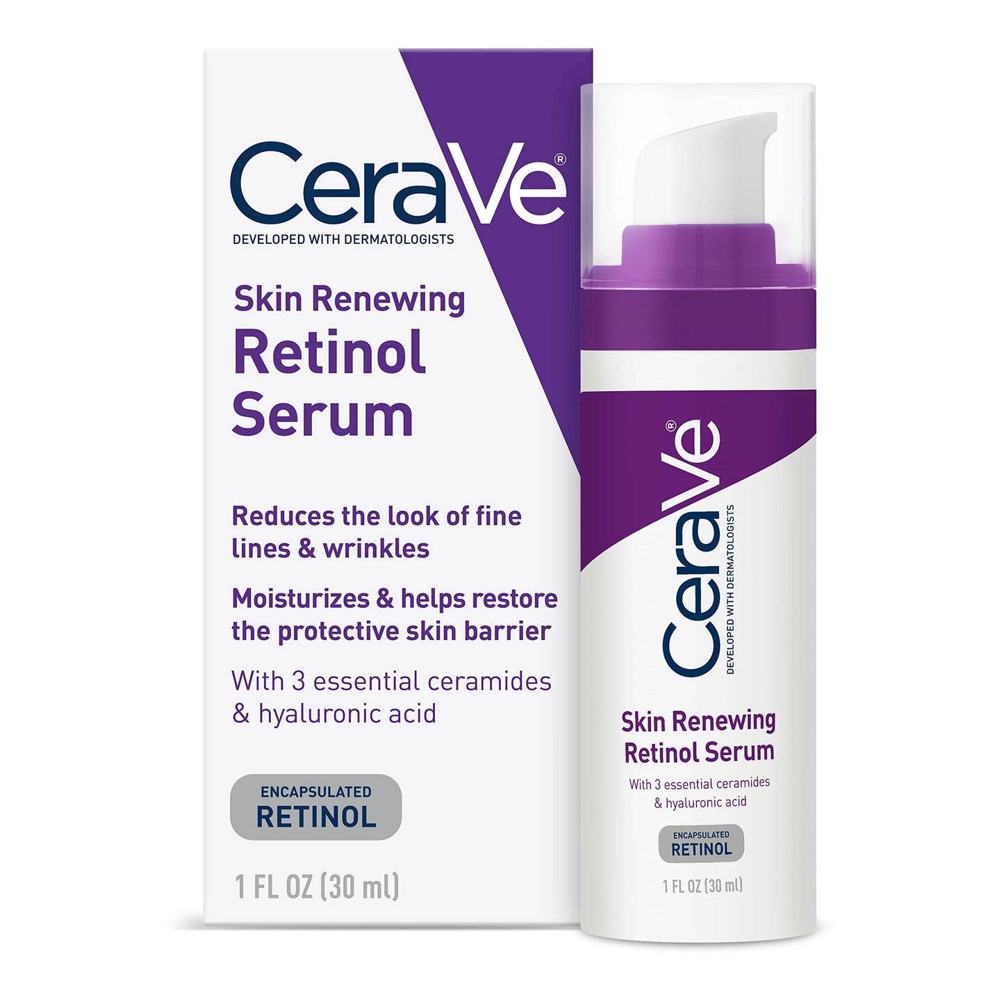 Suero de Retinol Antienvejecimiento para Cara Retinol Encapsulado con Acido Hialurónico, Niacinamida y Ceramidas Cerave
