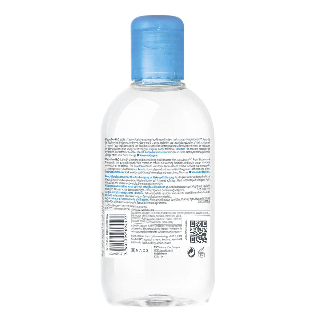 Bioderma Hydrabio H2O Agua Micelar para Piel Deshidratada, 500 ml