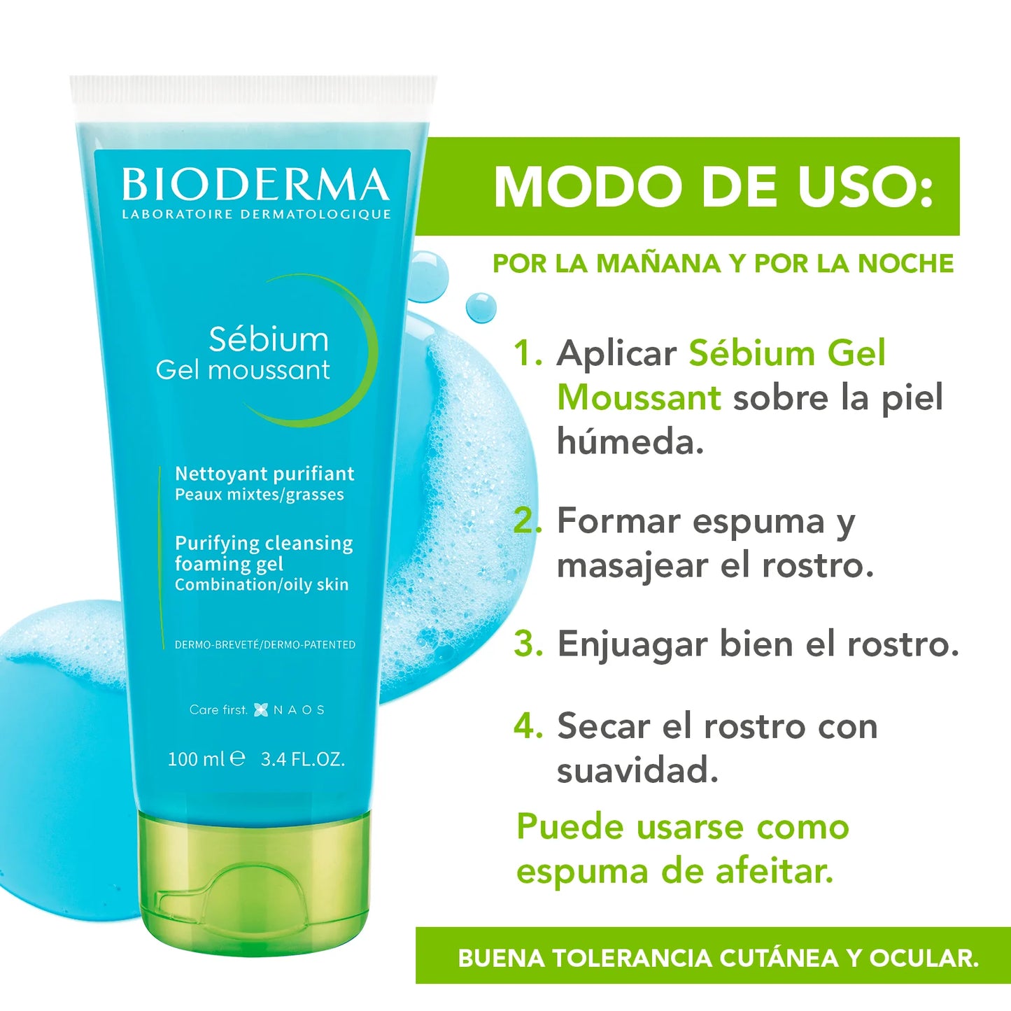 Bioderma Sébium Gel Moussant, Gel limpiador anti-imperfecciones 100ml.