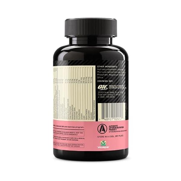 Opti-Women de Optimum Nutrition, suplemento multivitamínico diario para mujeres con hierro, vitamina C, zinc y vitamina D para reforzar el sistema inmunitario, 120 cápsulas