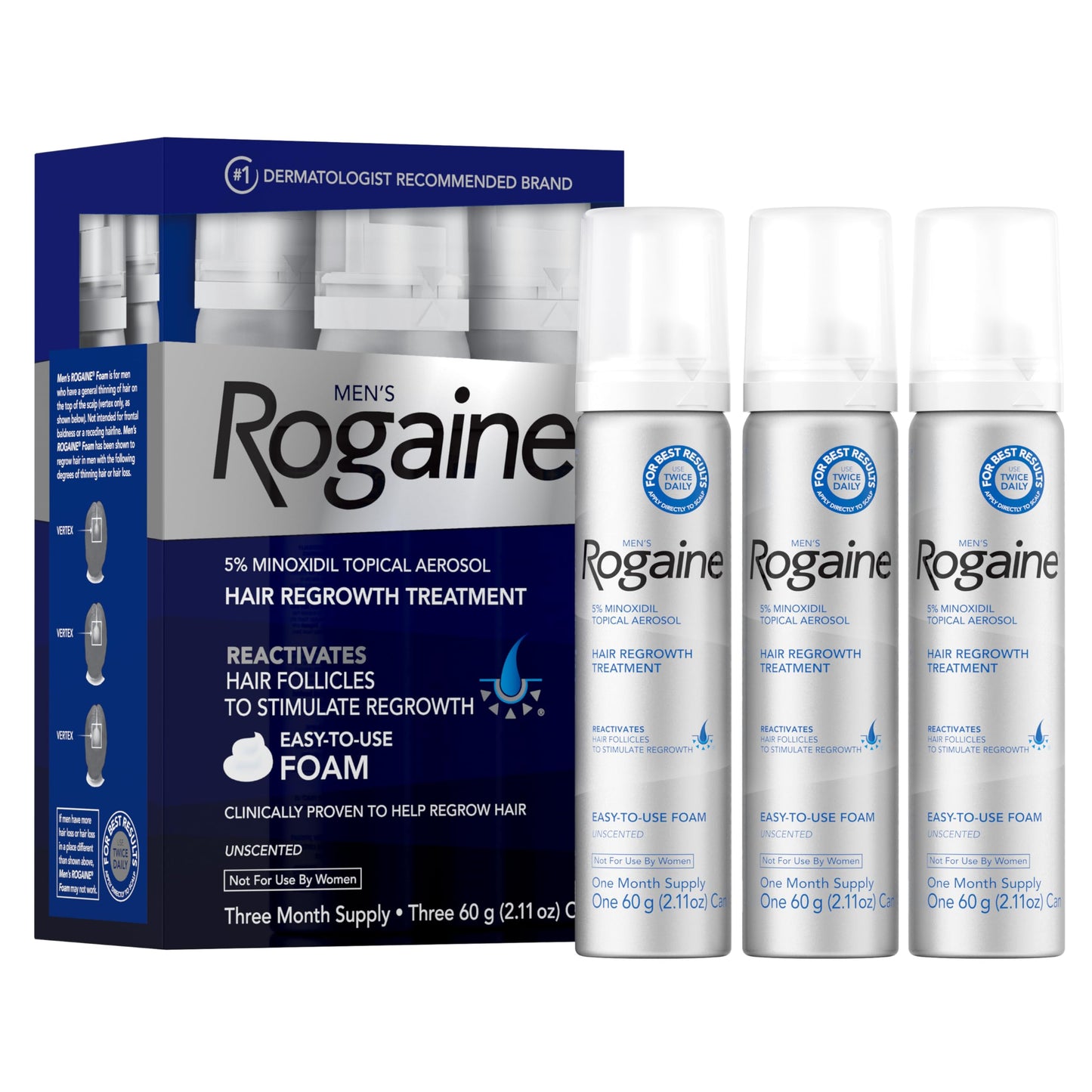 Tratamiento De Pérdida De Cabello Rogaine 5% Minoxidil Foam Para Hombres