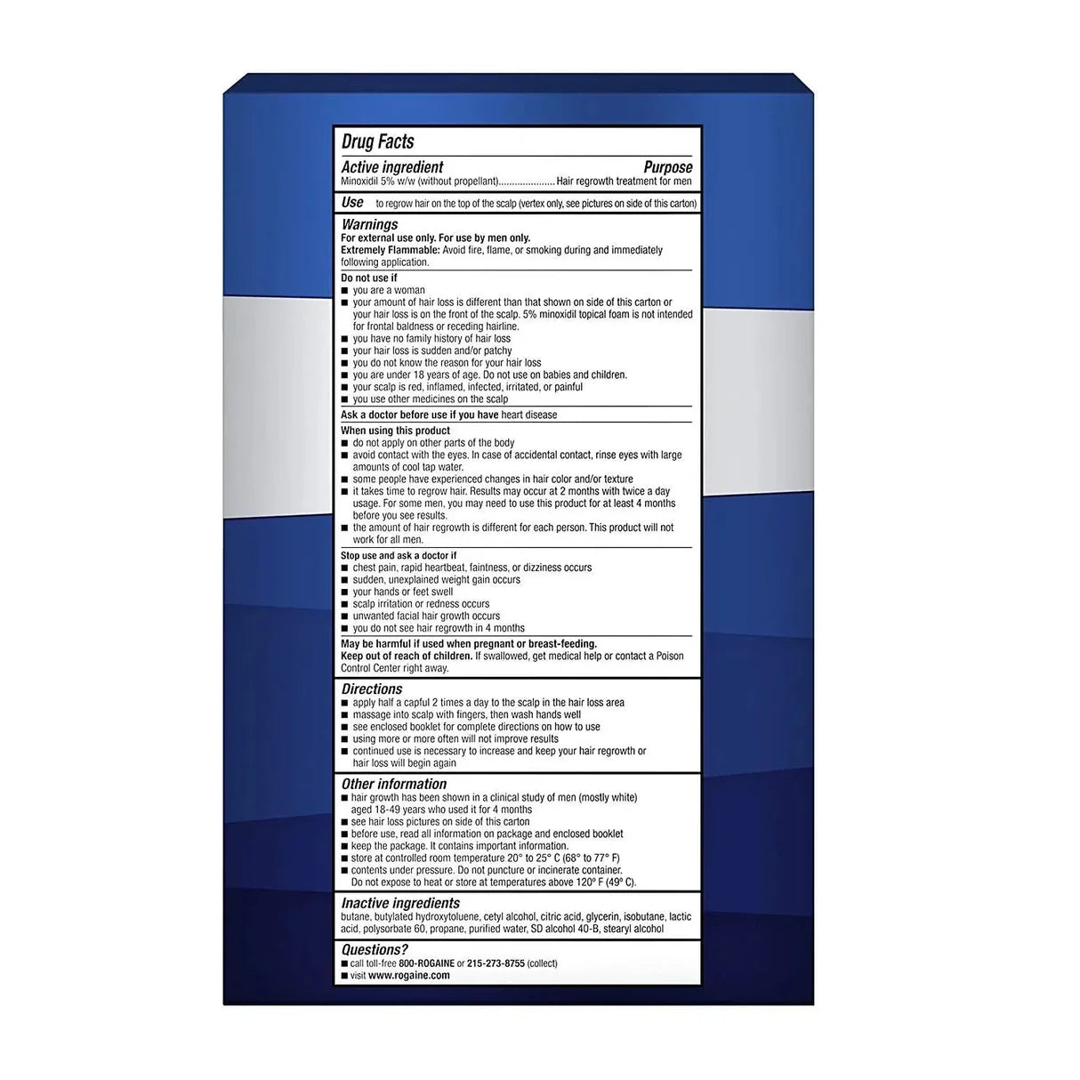 Tratamiento De Pérdida De Cabello Rogaine 5% Minoxidil Foam Para Hombres